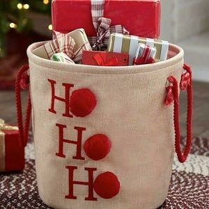 Christmas HO HO HO Storage Bin With Handles
